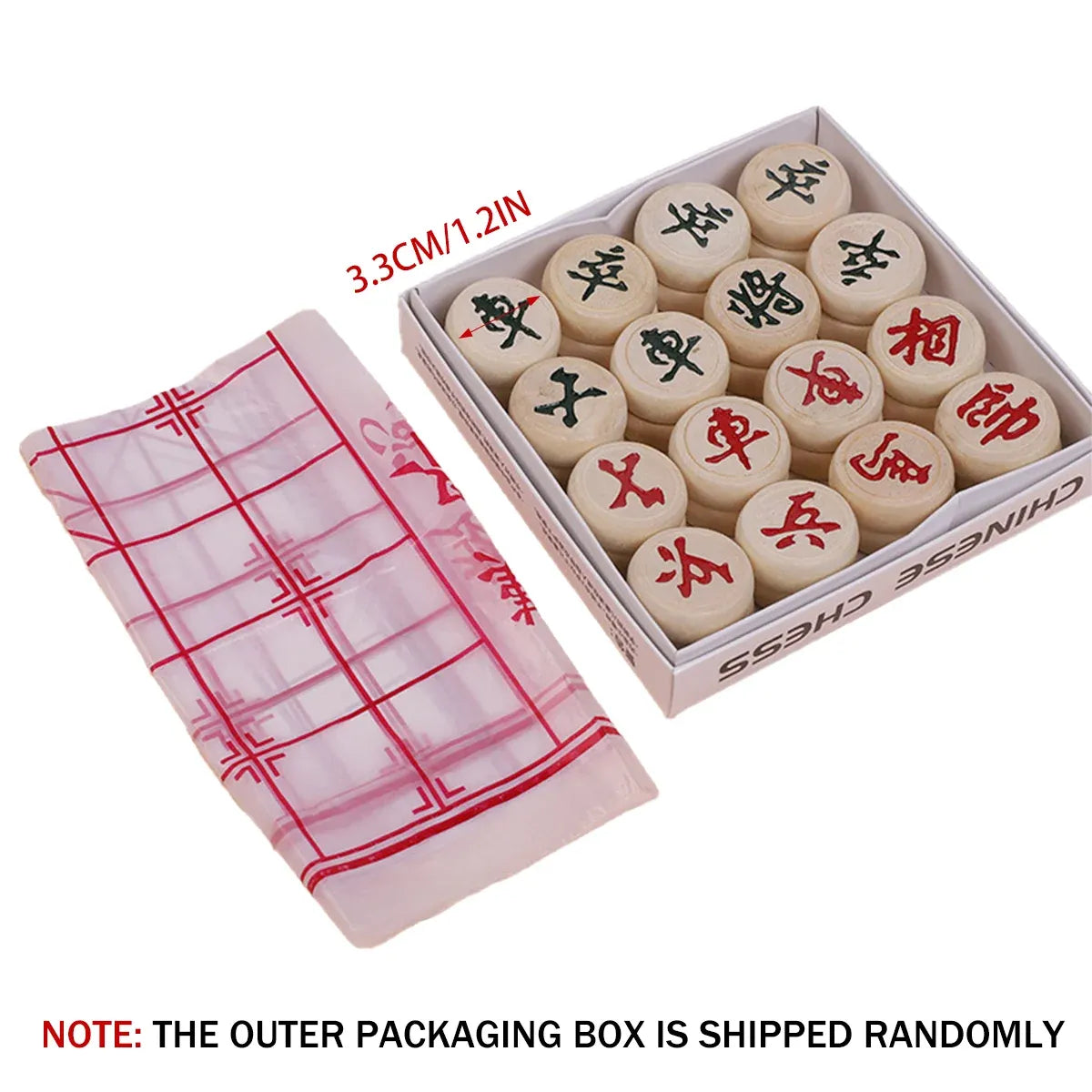 Chinese Birch Wood Chess Set with Laser-Engraved Pieces and Board