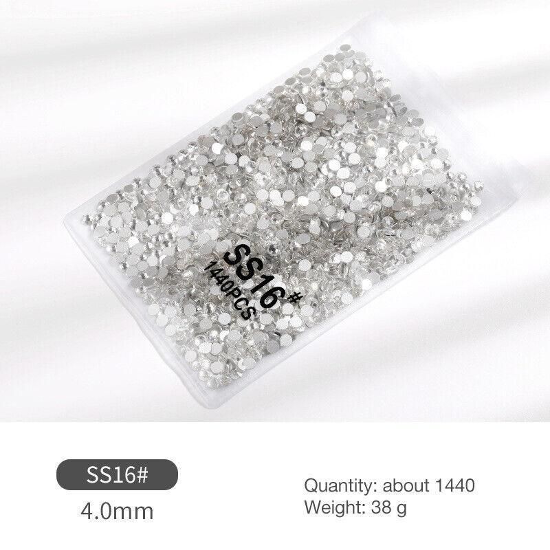 1440Pcs Glitter Rhinestones Crystal Flat Clear Bottom Glass Nail Art Nail Drill - Clear Crystal SS20