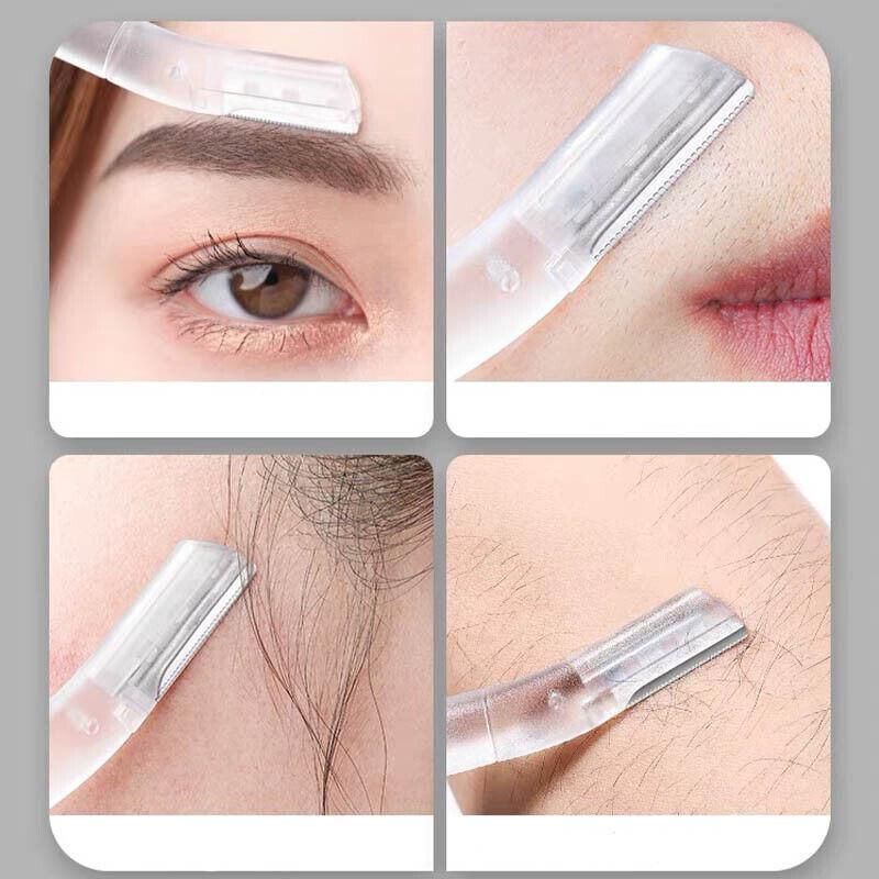 3Pcs Eyebrow Razor Set Facial Hair Remover Dermaplaning Shaving Tool Kit - Clear eyebrow*2+ Scissor comb