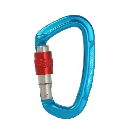 25KN Screwgate Locking Rock Climbing Carabiner Clip Aluminum D Ring Hook Buckle - Orange