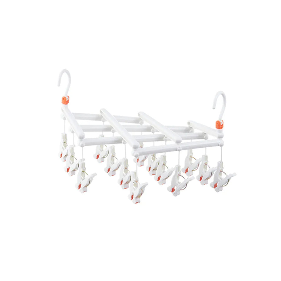 Plastic Socks Drying Rack Multi Clip Clothes Hanger Laundry Organizer Holder - White