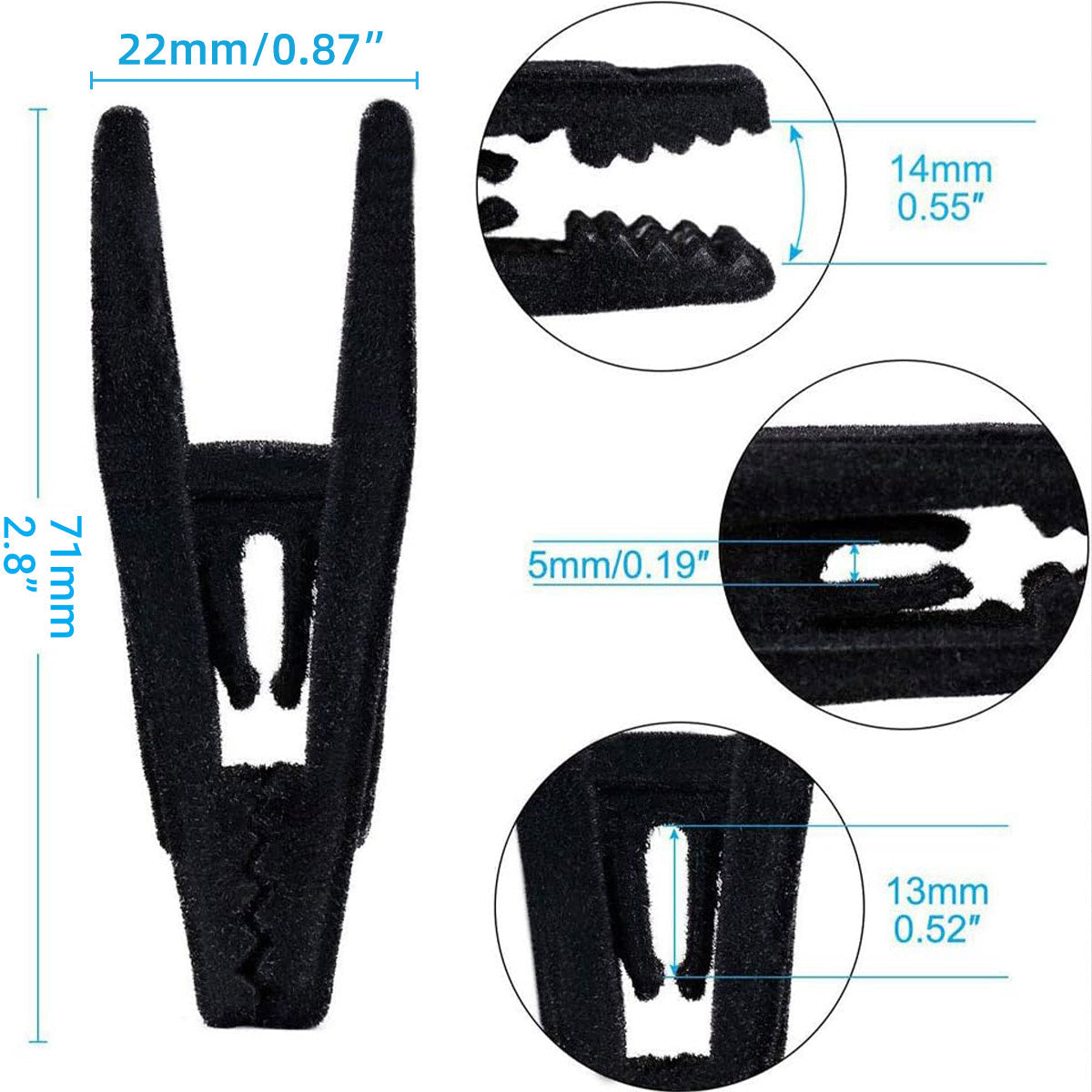 Clothes Drying Clips 20 Pack Velvet Flocking Trouser Pegs Hanger Grip Clamp Set - Grey