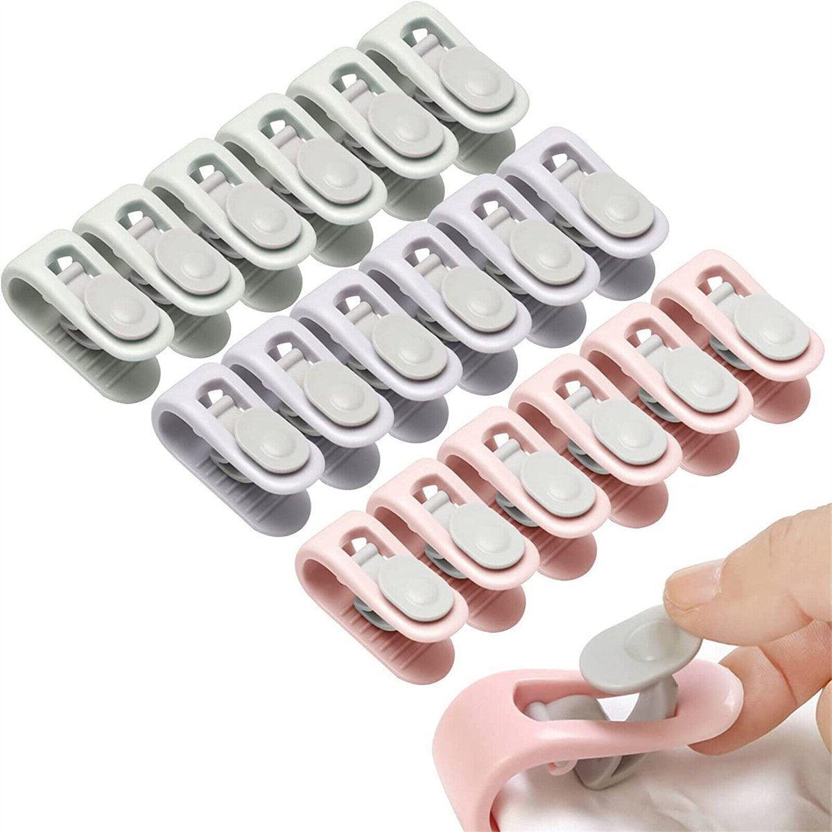10/20pcs Quilt Retainer Cover Clips Invisible Needle-Free Thumb Buckle Bedding - Pink+Green-20PCS