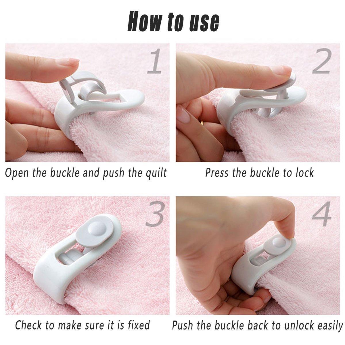 10/20pcs Quilt Retainer Cover Clips Invisible Needle-Free Thumb Buckle Bedding - Pink+Purple-20PCS
