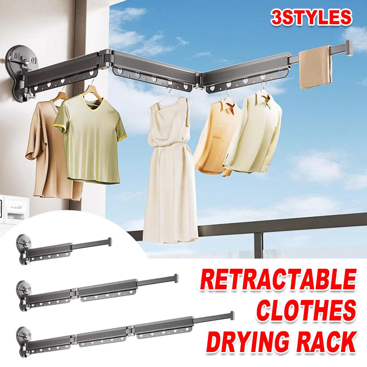 2/3/4-Bar Adjustable Foldable Retractable Clothes Drying Rack Suction Cup Hanger - One Fold And Two Sections