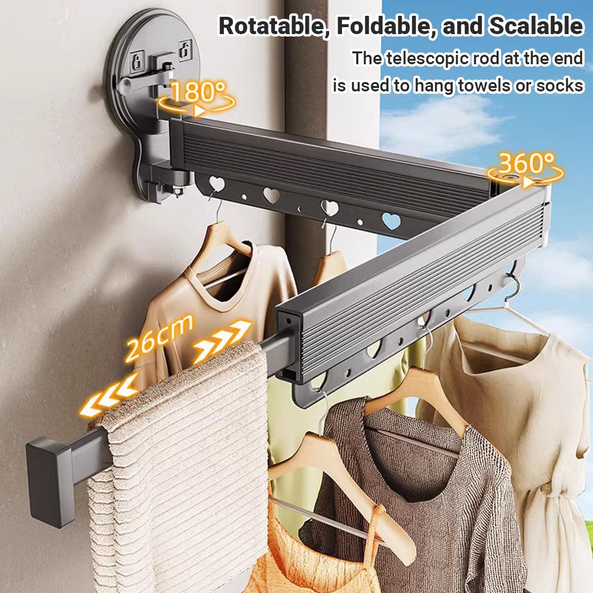 2/3/4-Bar Adjustable Foldable Retractable Clothes Drying Rack Suction Cup Hanger - Two Fold And Three Sections