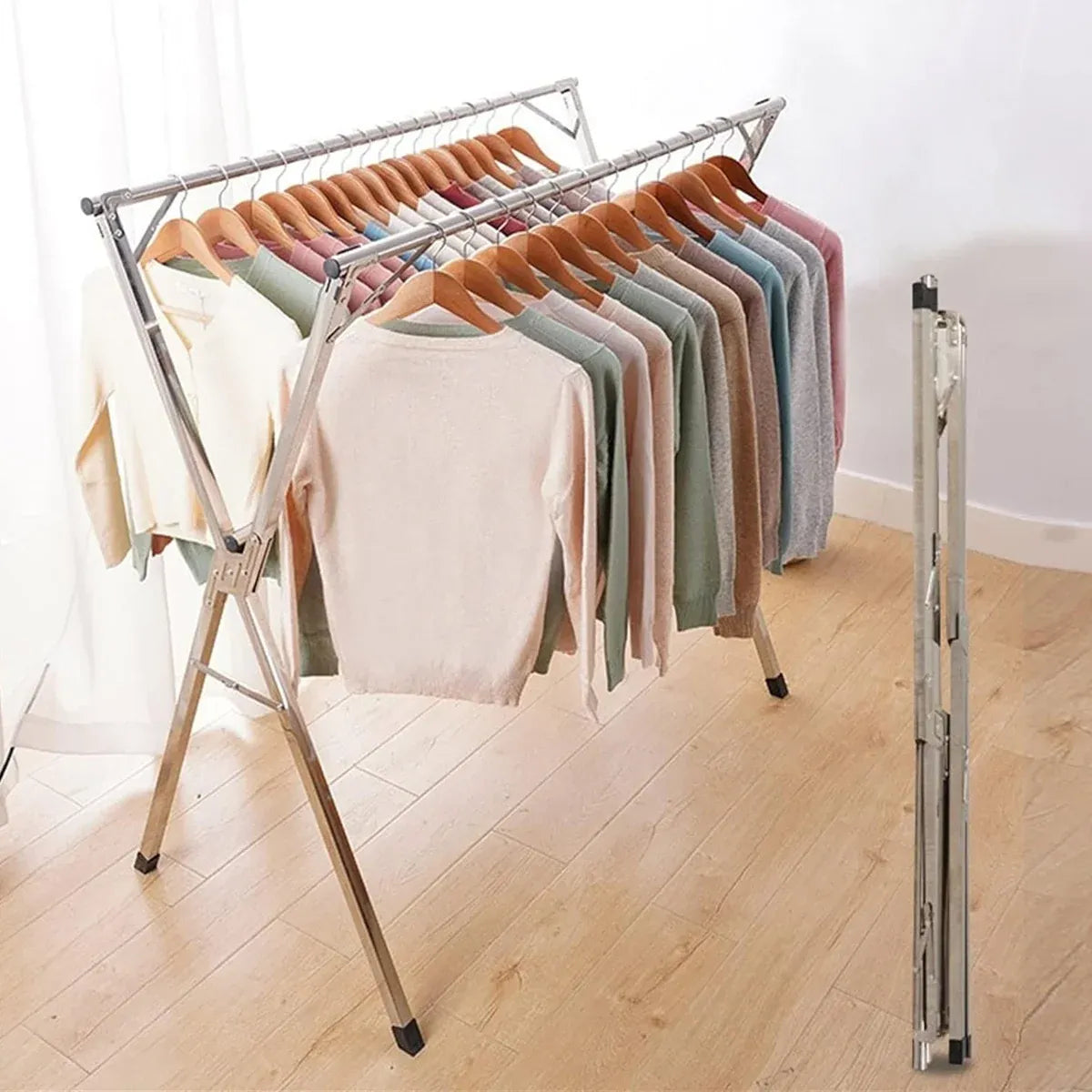Floor Standing Folding Clothes Drying Rack Extendable 150-240cm