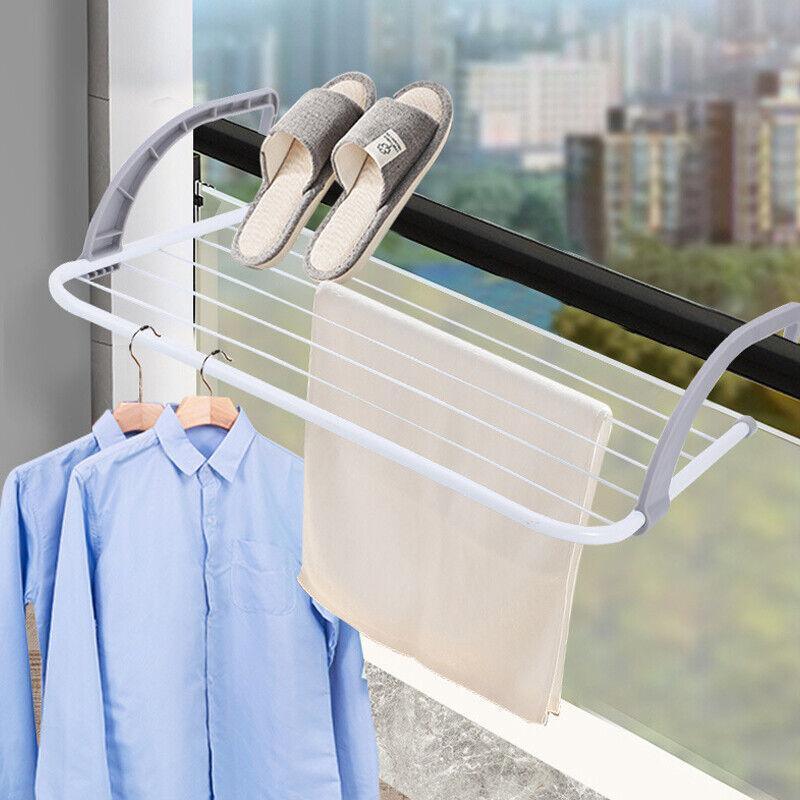 6 Rails Hanging Laundry Drying Rack Over Door Clothes Airer Stand