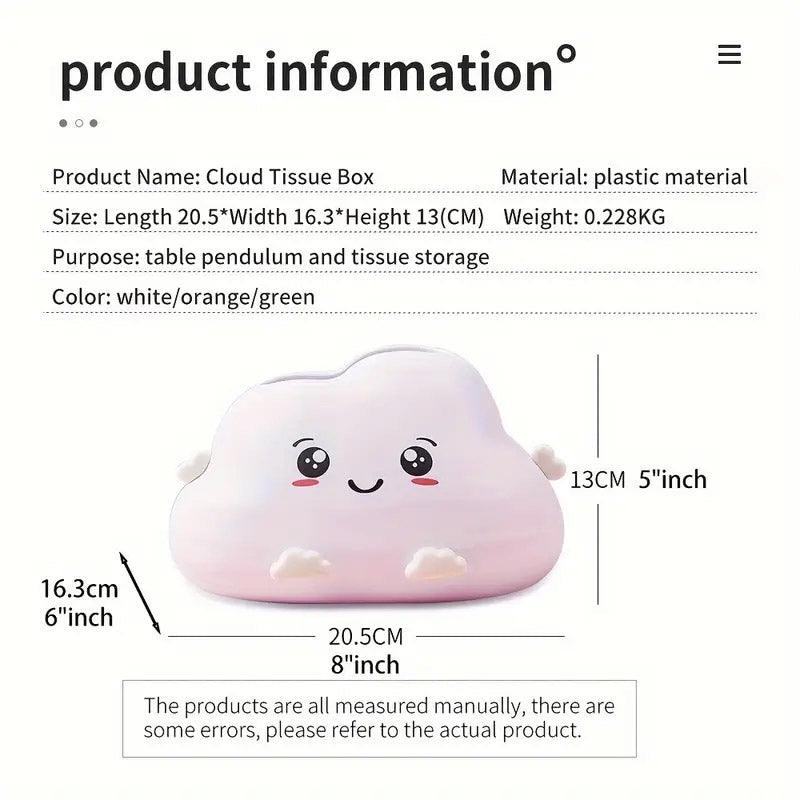 Cute Cartoon Clouds Plastic Tissue Box Desktop Drawer Organizer Storage Box