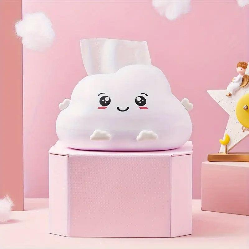 Cute Cartoon Clouds Plastic Tissue Box Desktop Drawer Organizer Storage Box