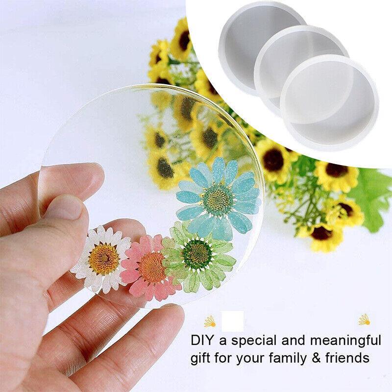 Coaster Resin Casting Mould Epoxy Mold Silicone Craft DIY Jewelry Agate Making - Large Round*4
