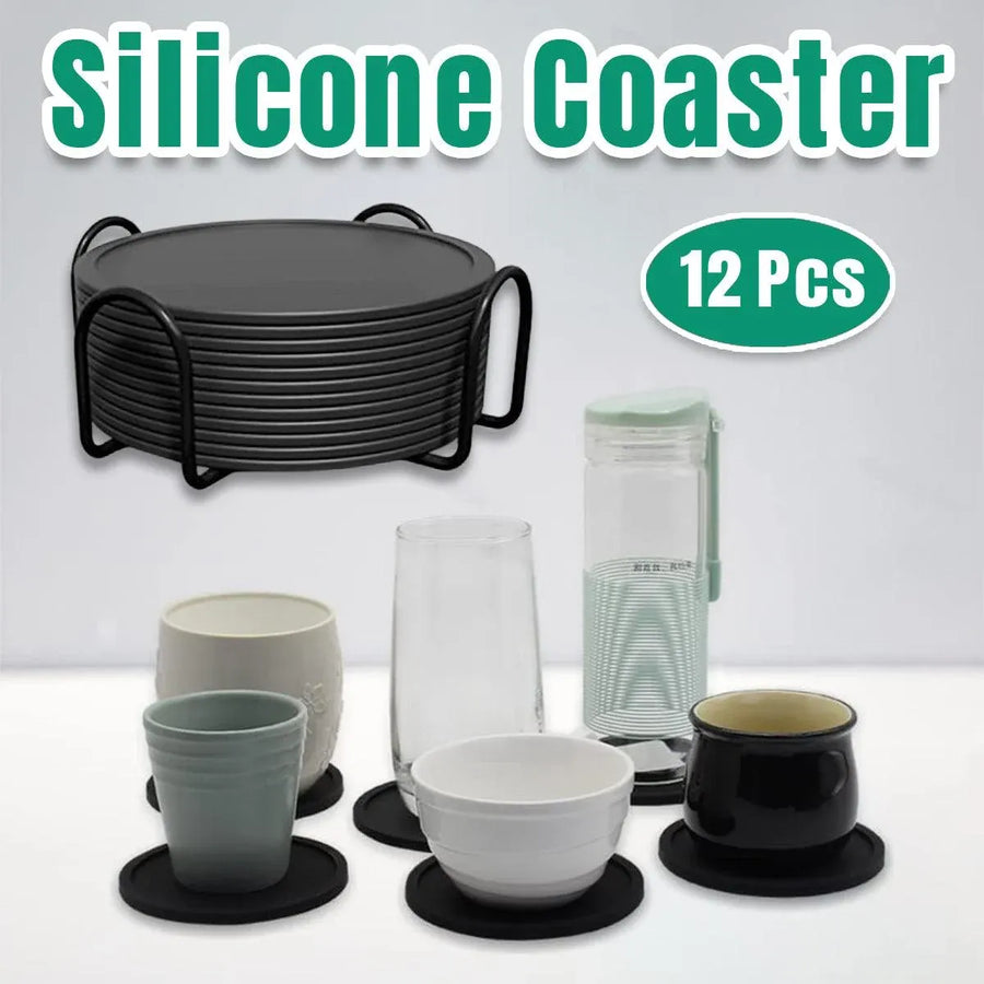 12pcs Silicone Round Insulated Coasters Tea Cups Coffee Mugs Table Protection