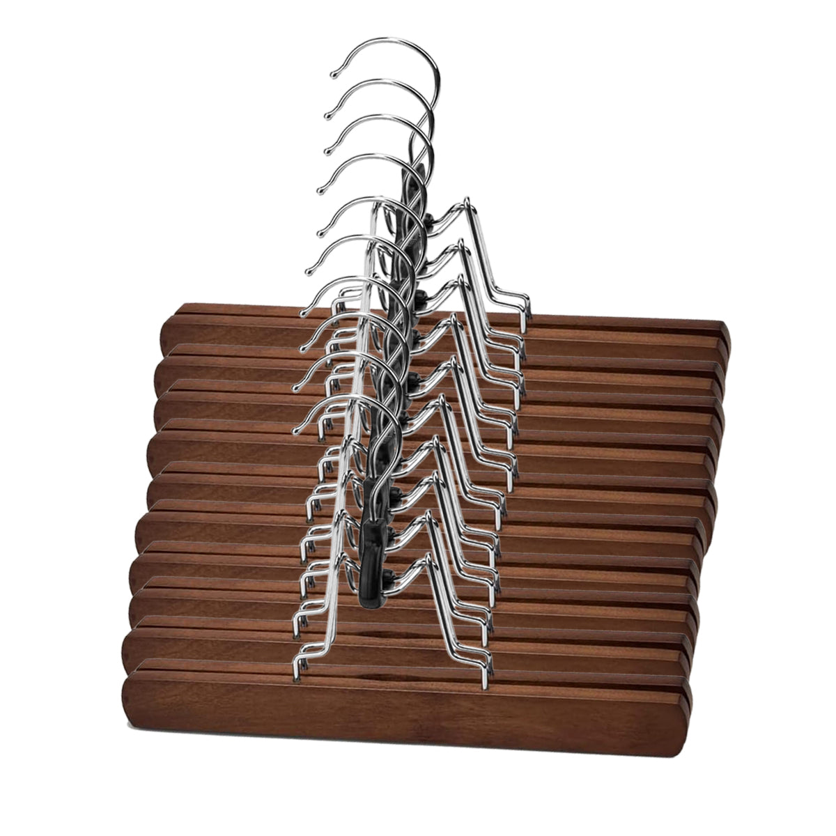 10pcs Solid Wood Skirt Clip Non Slip Hanger Flannel Trouser Clothes Organizer - Light Brown