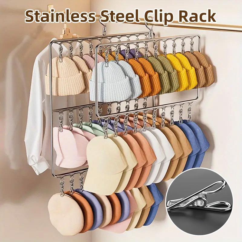 Stainless Steel Drying Rack Multi Function Windproof Underwear Clip Sock Hanger - 2-Tier