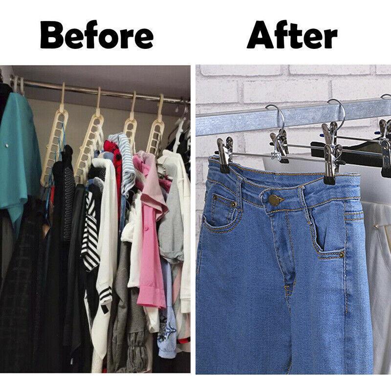 Metal Clip Hangers Clothes Trousers Skirts Pants Coat Non Slip Bulk Clothing Rack - 10PCS