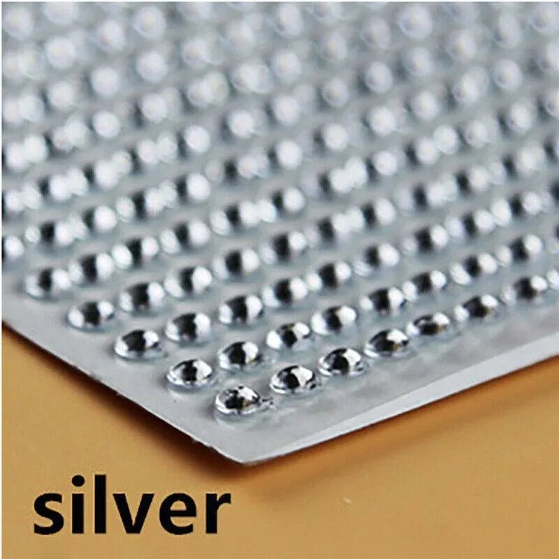 504Pcs Self-Adhesive Acrylic Rhinestone Sticker Decals 6mm - Silver