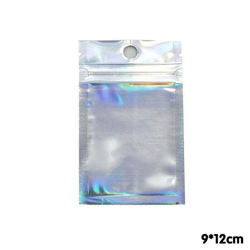 100/200X Iridescent Zip Bags for Food Storage & Holographic Makeup Pouch - 7*10cm 200PCS