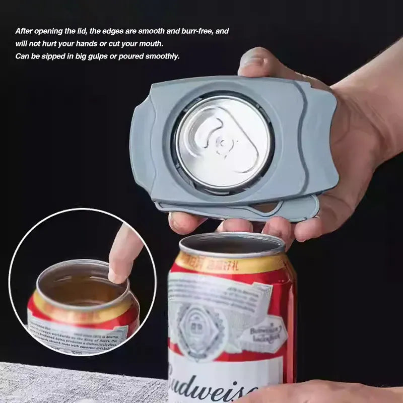 Topless Can Opener Manual Kitchen Tool for Beer Soda and Tin Bottles - Black