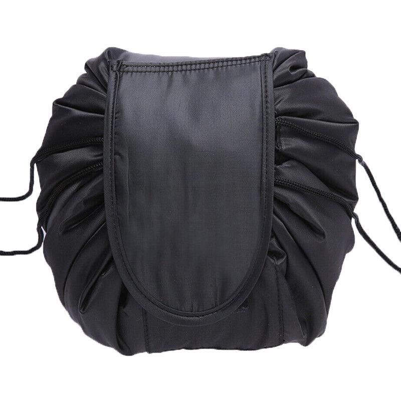 Portable Travel Makeup Bag Drawstring Cosmetic Pouch Lazy Storage Organiser Case - Black