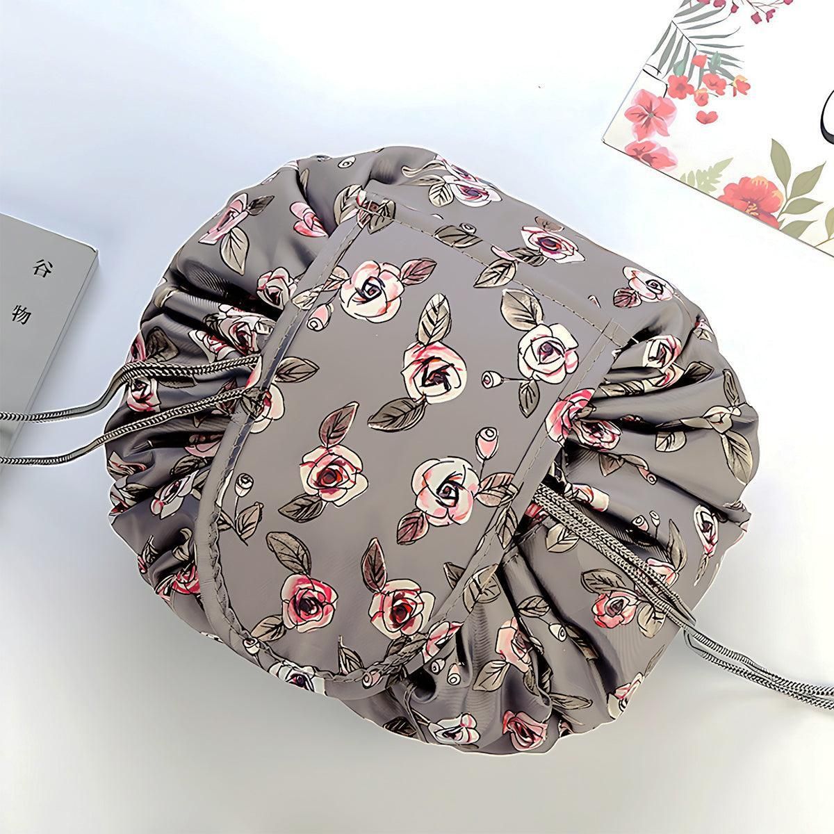 Portable Travel Makeup Bag Drawstring Cosmetic Pouch Lazy Storage Organiser Case - Black