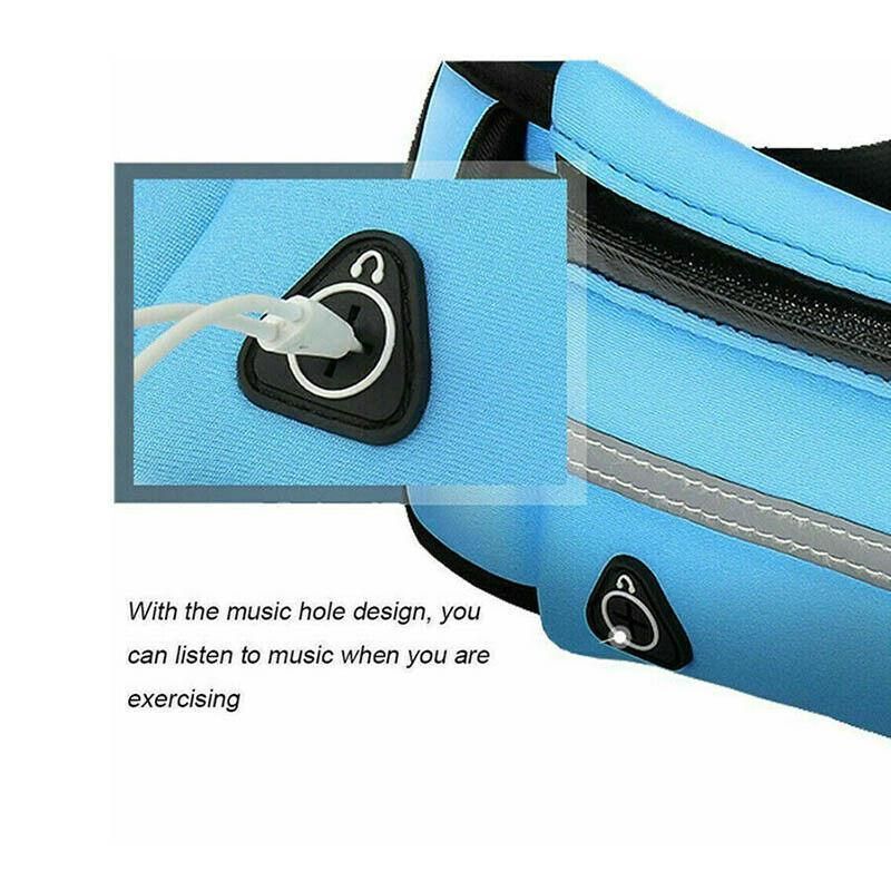 Waterproof Running Bum Bag Fanny Pack Waist Belt Money Wallet Zip Pouch Sports - Black