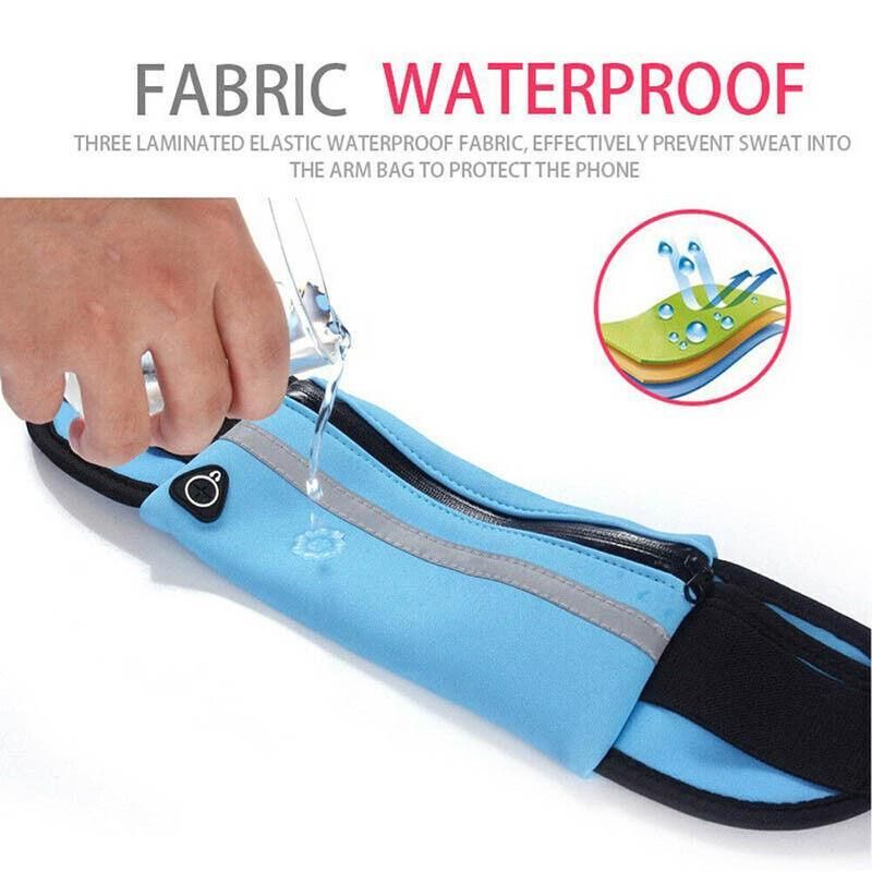 Waterproof Running Bum Bag Fanny Pack Waist Belt Money Wallet Zip Pouch Sports - Black