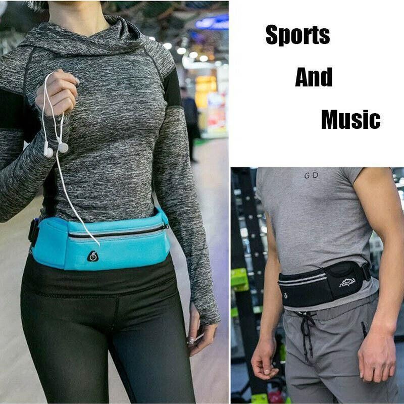Waterproof Running Bum Bag Fanny Pack Waist Belt Money Wallet Zip Pouch Sports - Blue