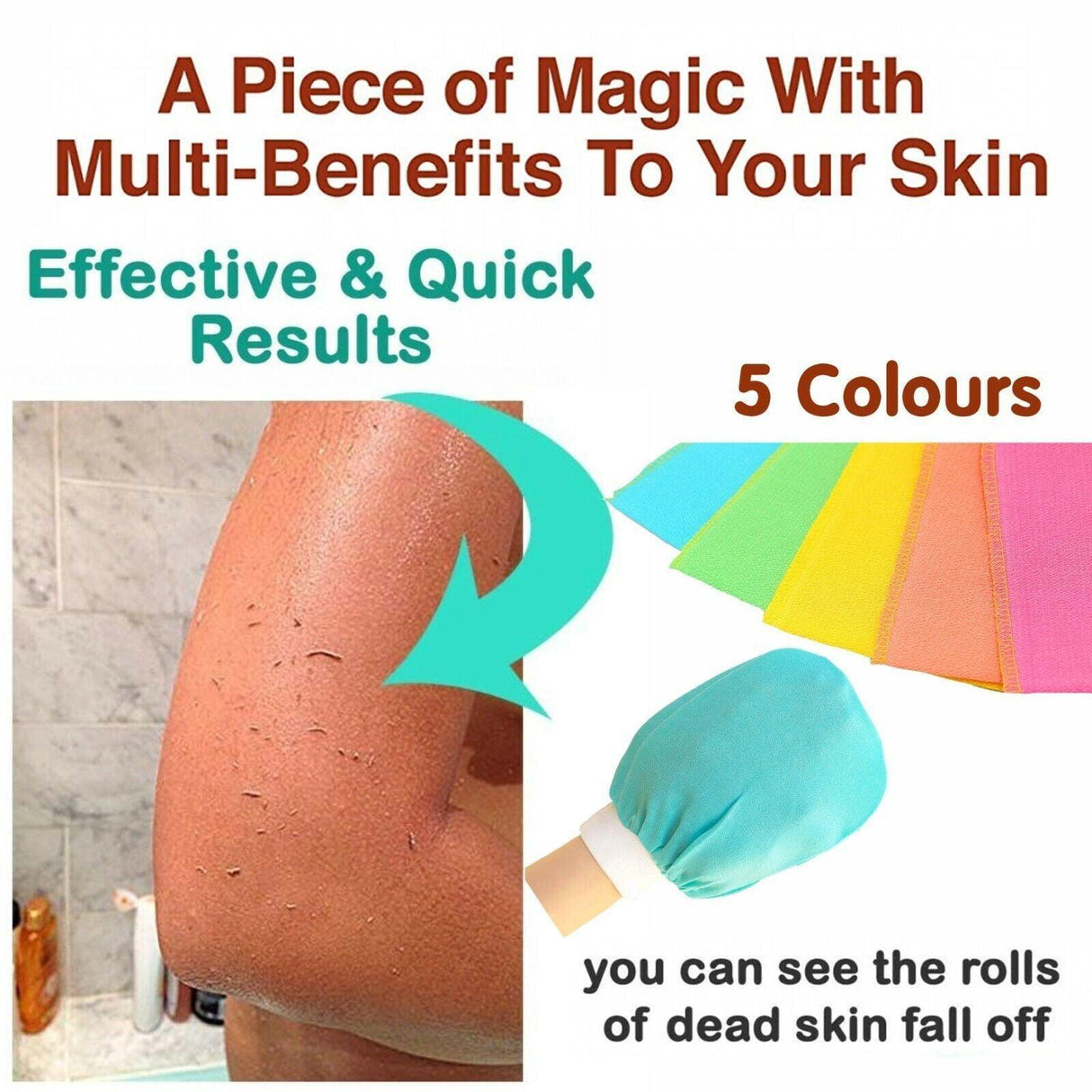 5 Pcs Towel Exfoliating Bath Washcloth Viscose Scrub Mitten Towel - Green *5 PCS