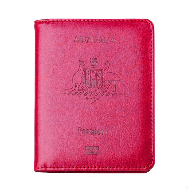 RFID Passport Holder Slim Leather Travel Wallet ID Card Cover Case for Men Women - Light Blue