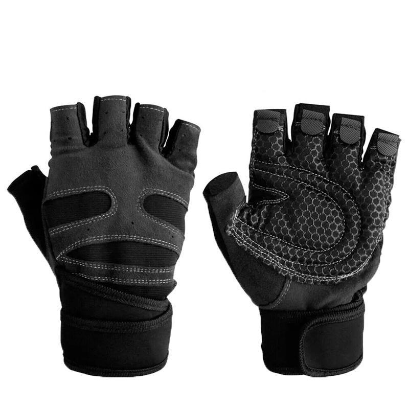 L Size Weight Lifting Gloves Gym Bodybuilding Fitness Workout Cycling Crossfit Men - One Pair Red