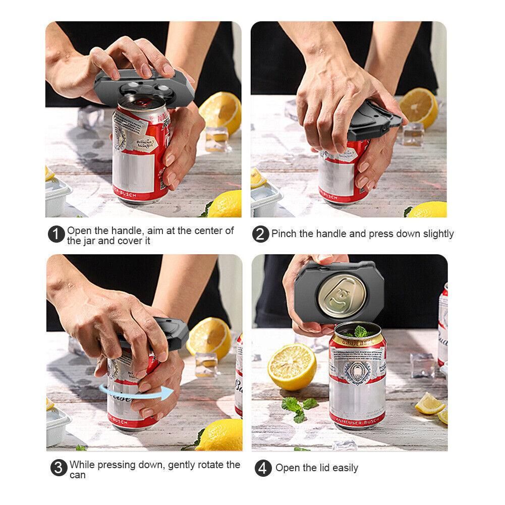 Topless Can Opener Manual Kitchen Tool for Beer Soda and Tin Bottles - Red