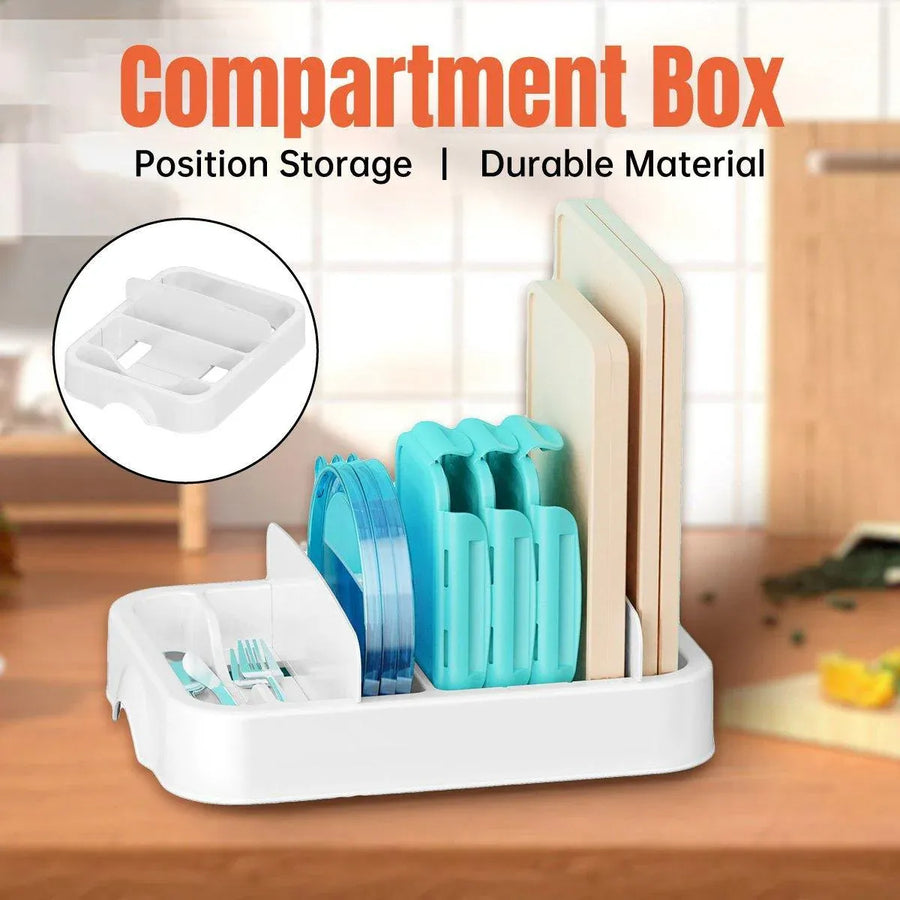 Kitchen Cabinet Storage Box Organizer with Divider Plate for Knife Fork Tabletop