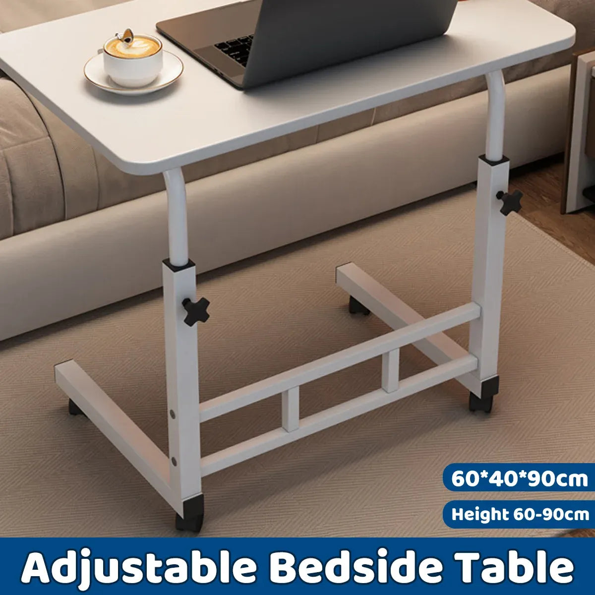 Laptop Desk Adjustable Height Mobile Side Table Ergonomic Design Stable Durable