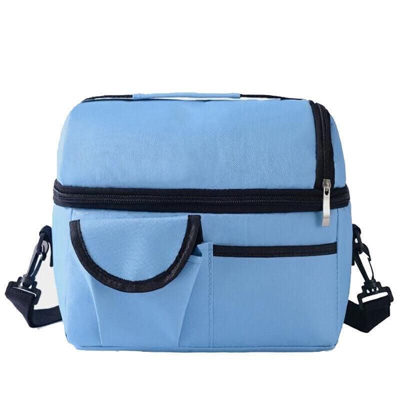Insulated Lunch Bag Box Tote Cooler For Women Men Hot Cold Food Thermal - Light Blue