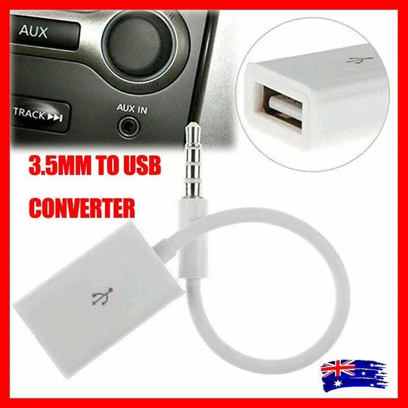 Male Cable Plug Aux Jack 3.5Mm Audio To Usb 2.0 Female Converter Cord Play Mp3