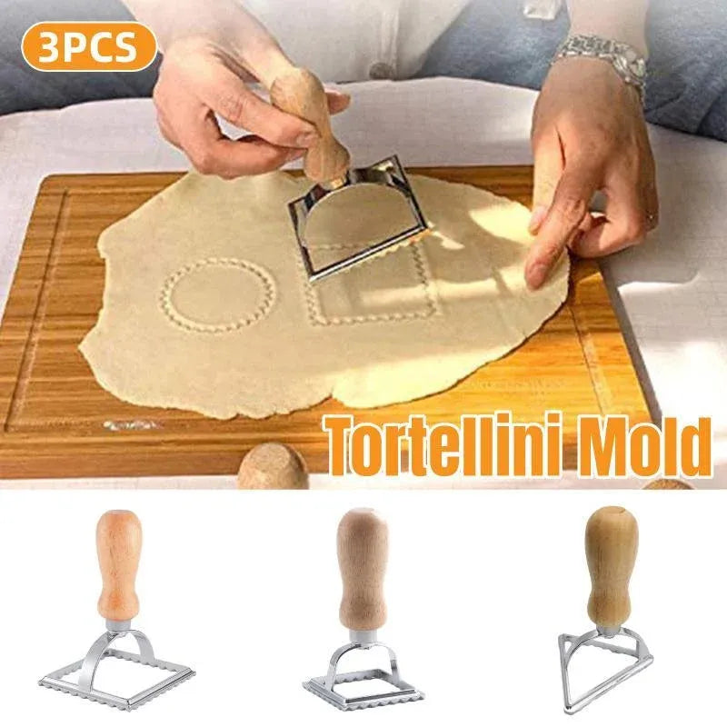 3pcs Dumpling Skin Embossed Moulds Biscuit Stamped Lace Moulds for Baking