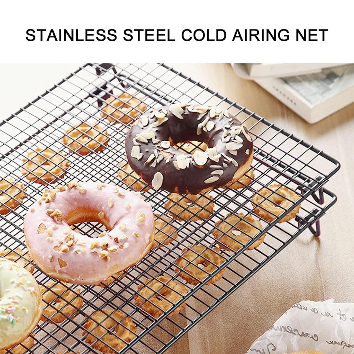 Collapsible Black Mesh Cake Cooling Rack Foldable Baking Tray for Kitchen Use