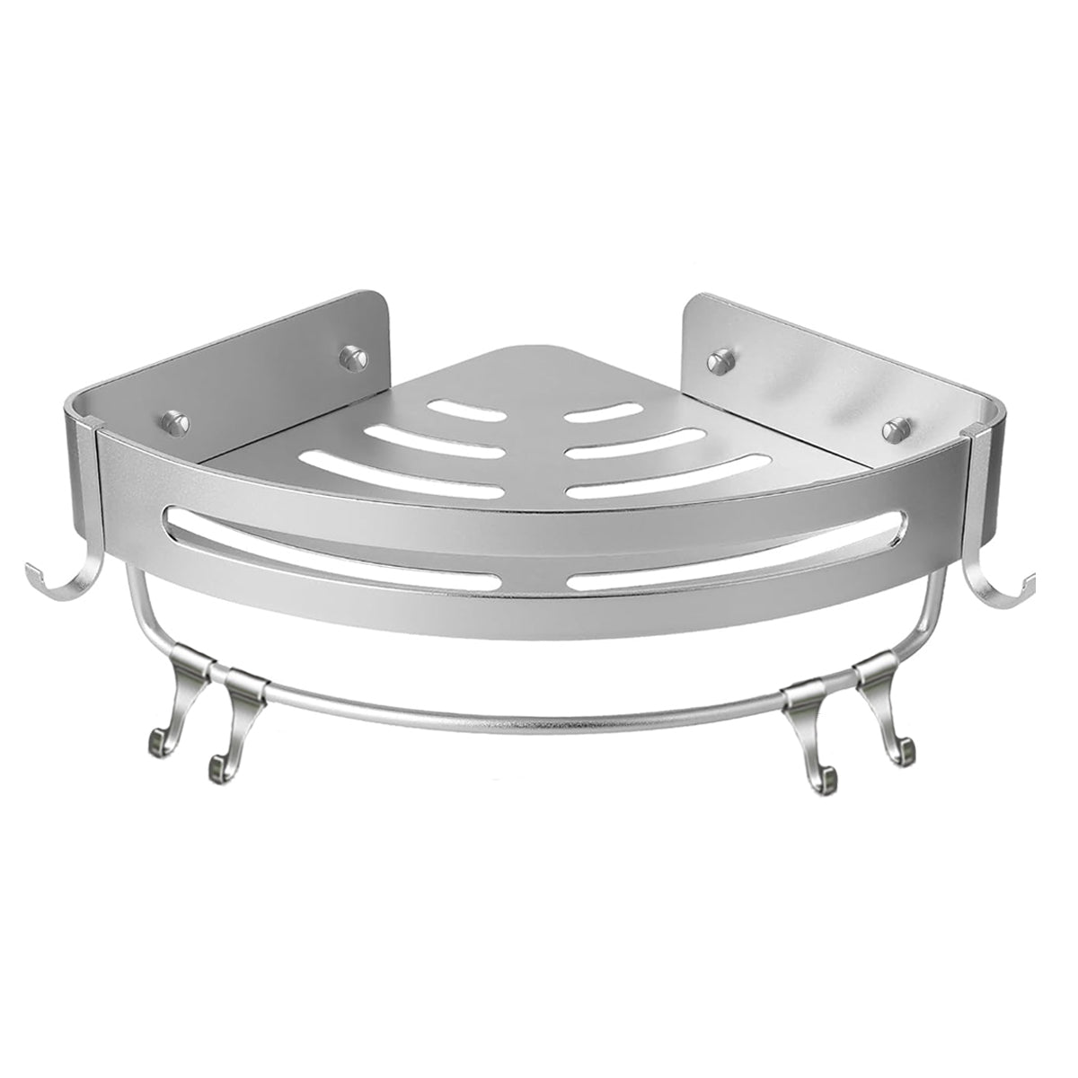 Wall Mounted Bathroom Shelf Triangle Corner Shower Storage Rack for Toiletries - Single layer with rod