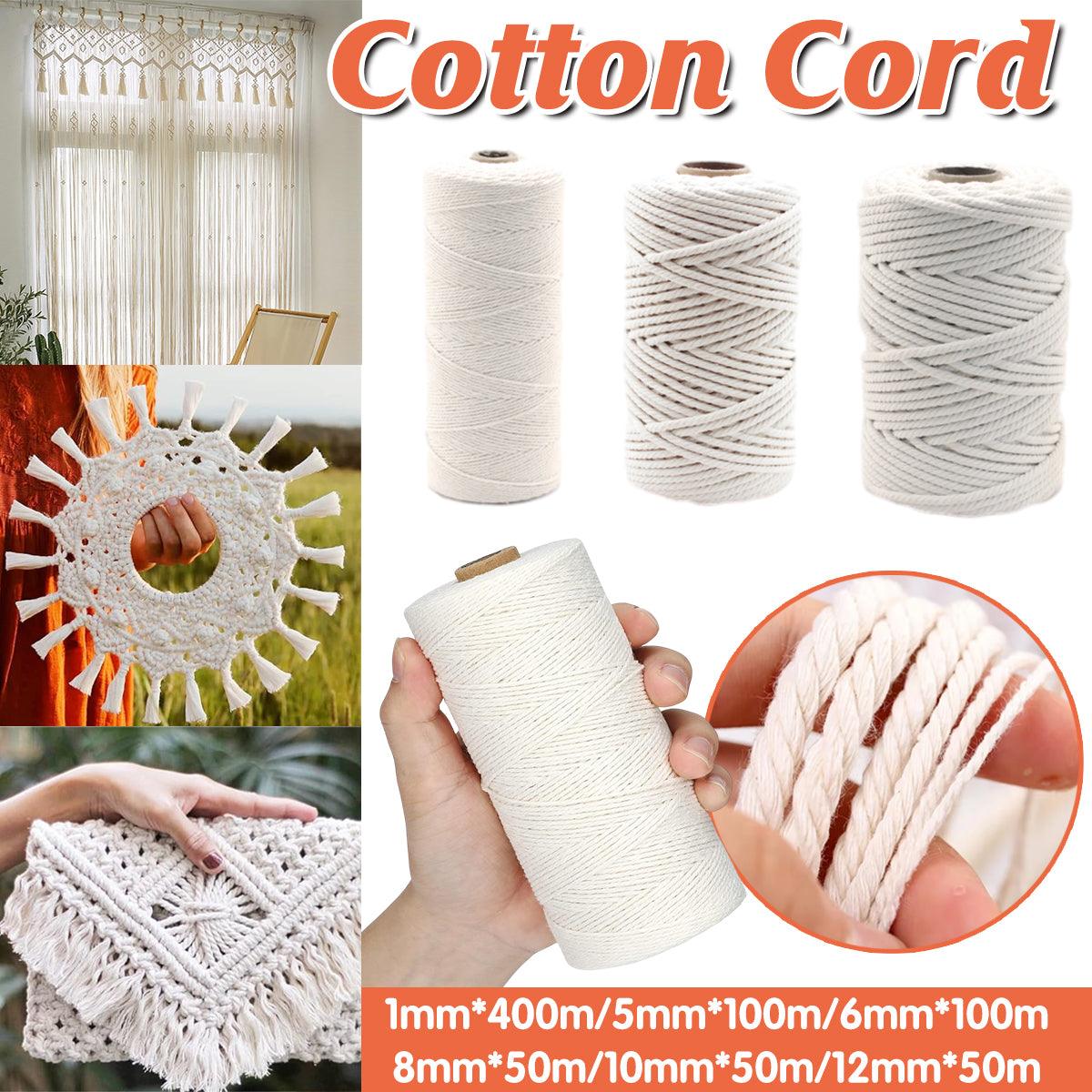 Cotton Rope Macrame Cord 1-12mm DIY Craft Tapestry Binding Decorative String - 12mm x 50m