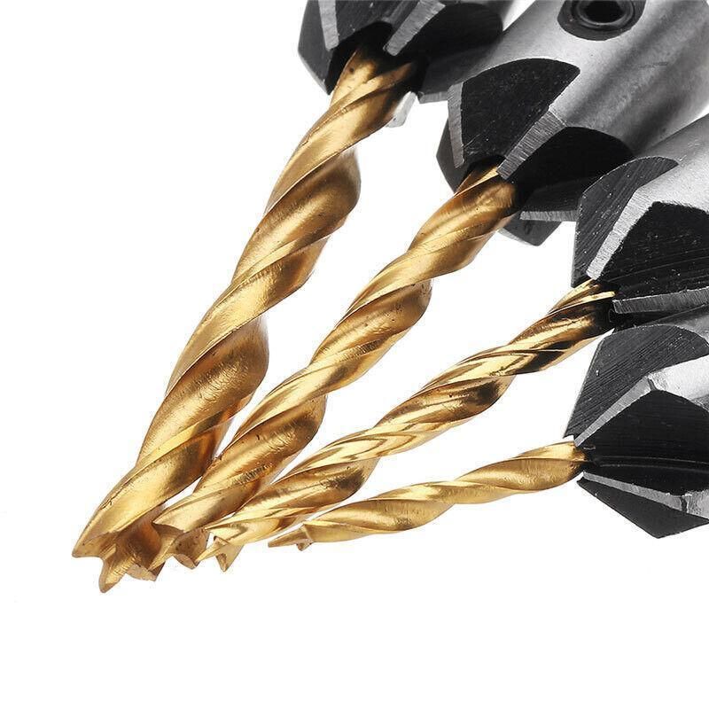 8Pcs 3-10Mm 5 Flute Countersink Drill Bit Set Reamer Woodworking Chamfer Tools