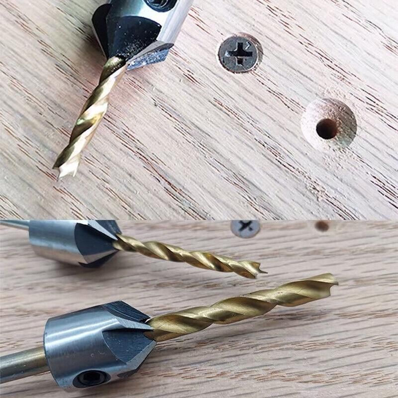 8Pcs 3-10Mm 5 Flute Countersink Drill Bit Set Reamer Woodworking Chamfer Tools