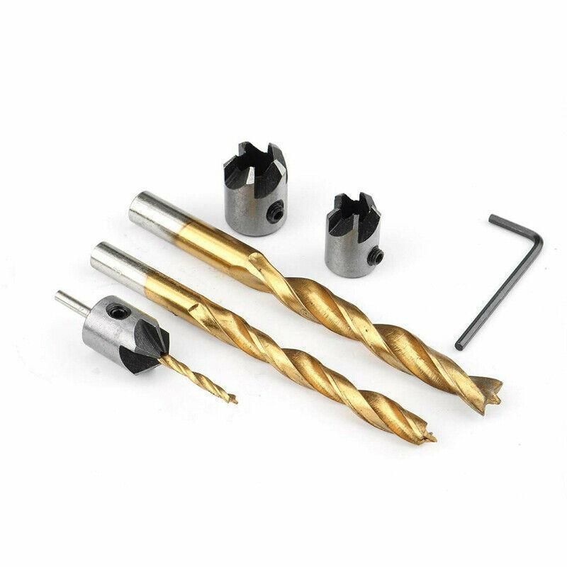 8Pcs 3-10Mm 5 Flute Countersink Drill Bit Set Reamer Woodworking Chamfer Tools