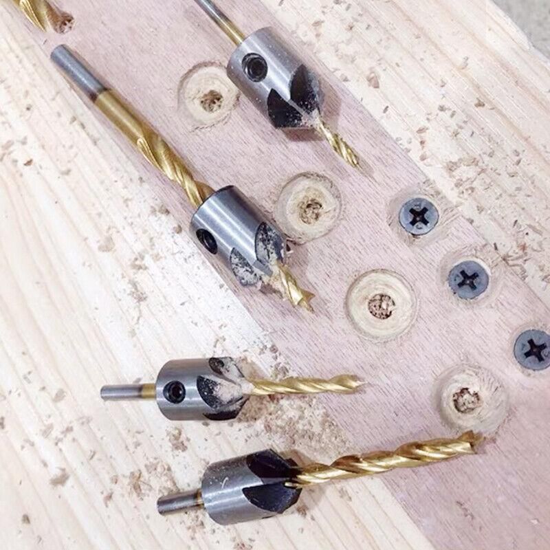 8Pcs 3-10Mm 5 Flute Countersink Drill Bit Set Reamer Woodworking Chamfer Tools