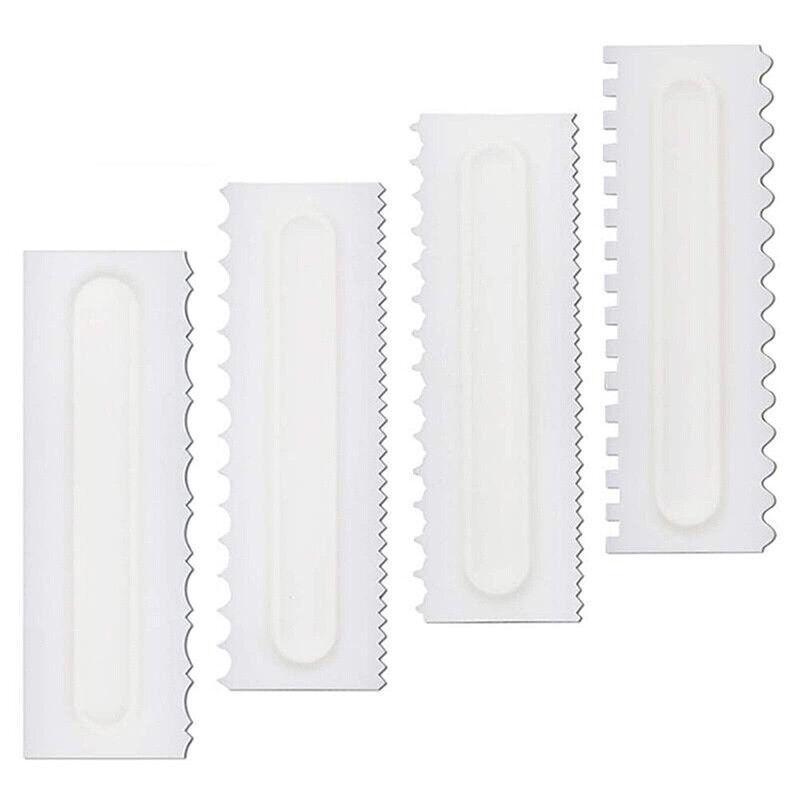 4Pcs Cake Decorating Icing Smoother Edge Frosting Scraper Comb Pastry Spatulas