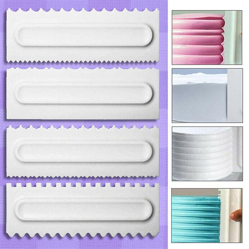 4Pcs Cake Decorating Icing Smoother Edge Frosting Scraper Comb Pastry Spatulas