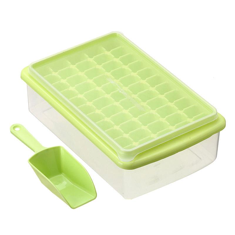 55 Grids Ice Cube Tray Mould With Lid And Storage Box Scoop Set Maker Ice Cube - Blue