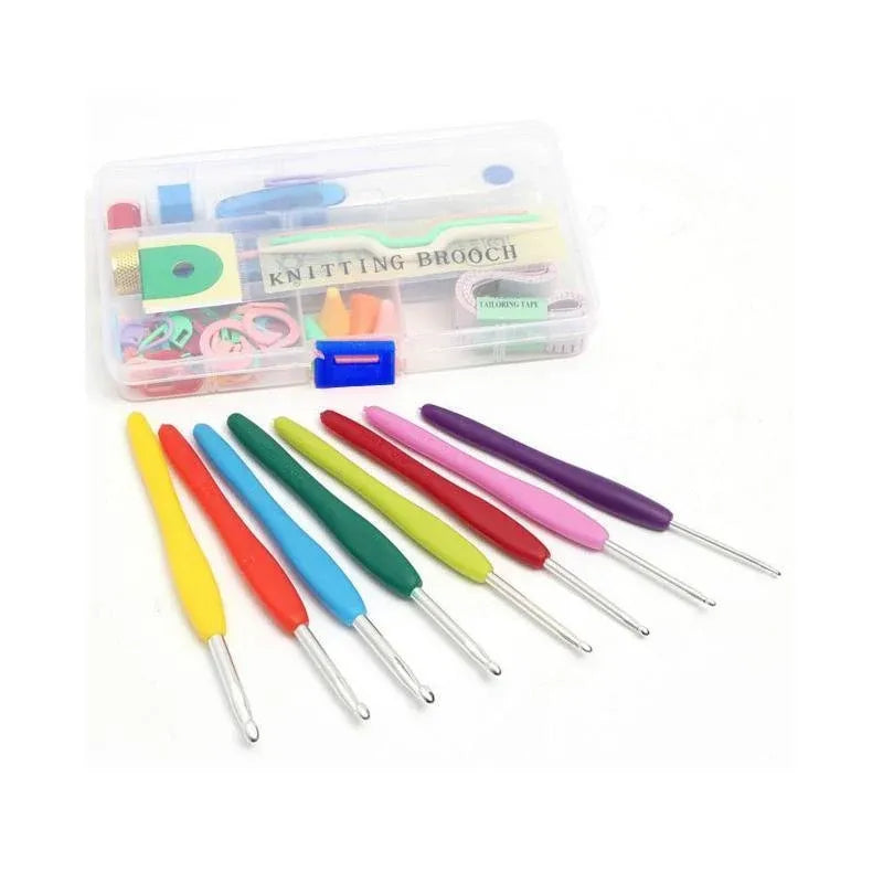 Knitting Needles Crochet Hooks Set Tools Kit Yarn Sewing Tools Grip With Box DIY
