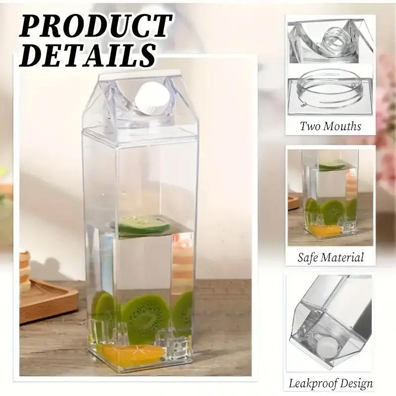 4pcs Large Capacity Square Mug Transparent Plastic Water Juice Drinking Cups