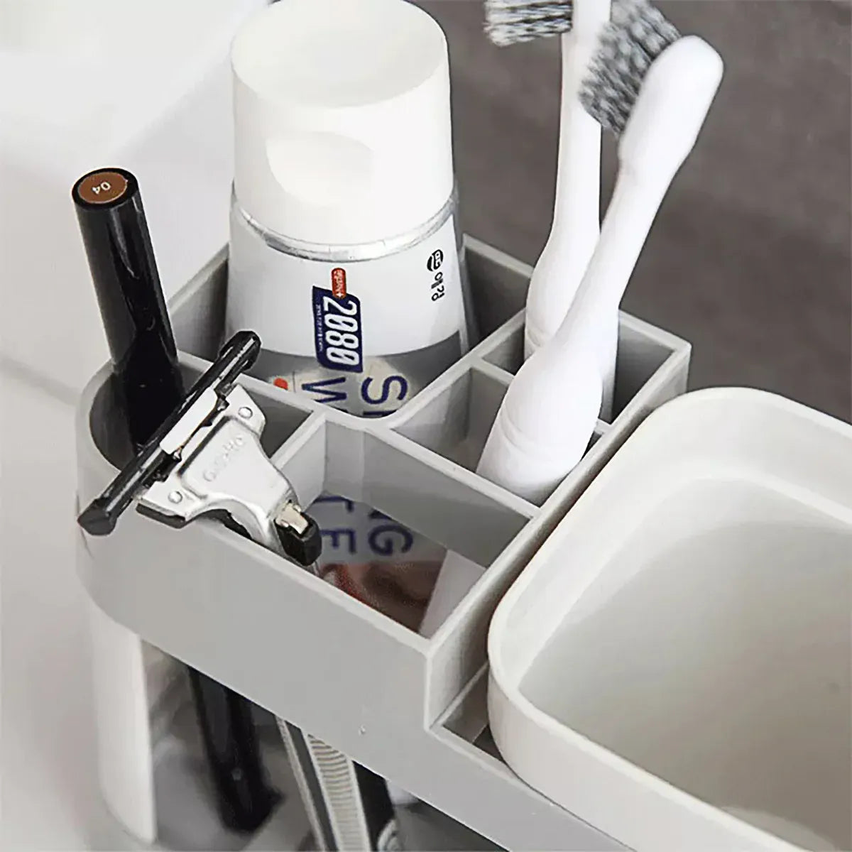 Shelf Cup Set Toothbrush Holder Plastic Stand Storage Racks Toothpaste Bathroom