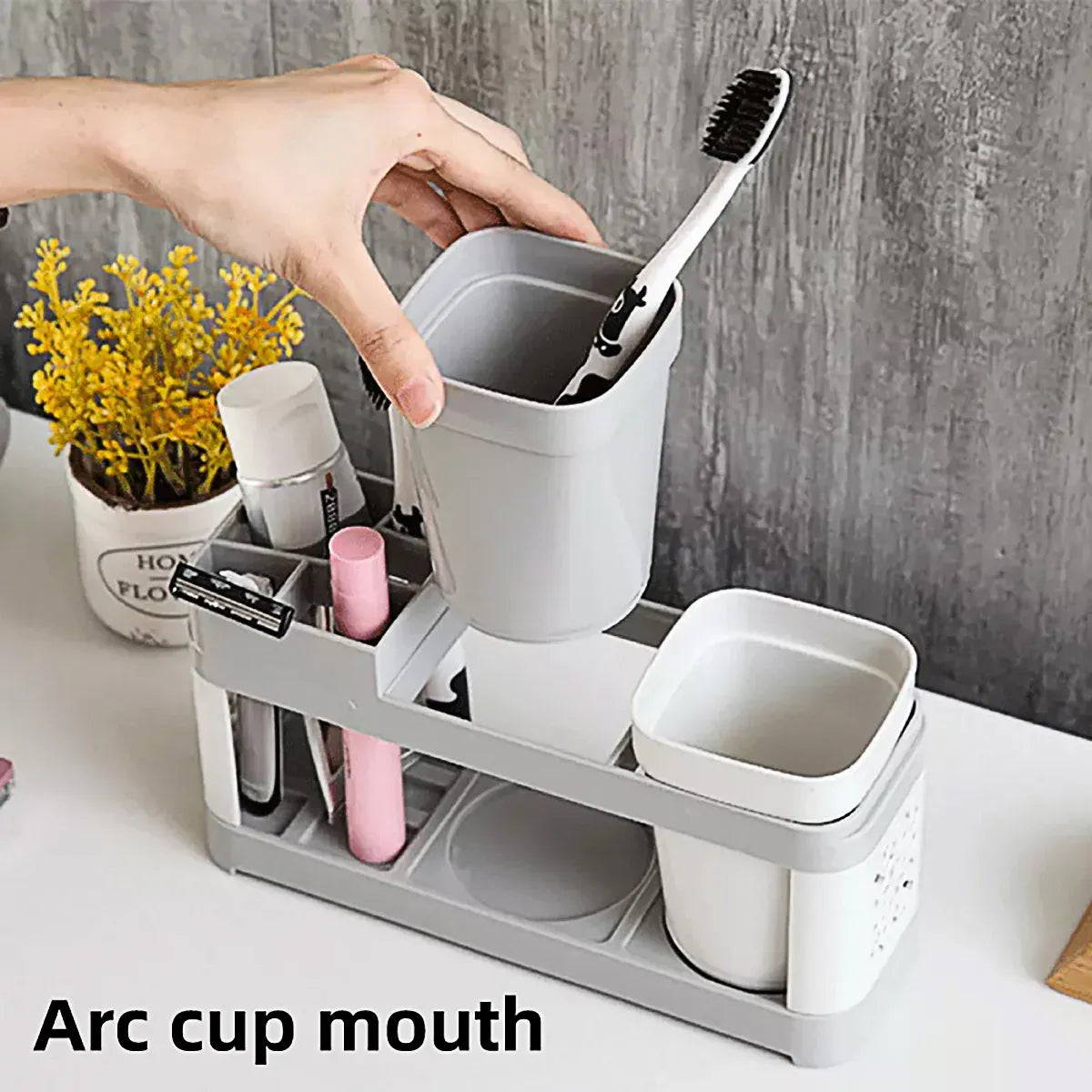 Shelf Cup Set Toothbrush Holder Plastic Stand Storage Racks Toothpaste Bathroom